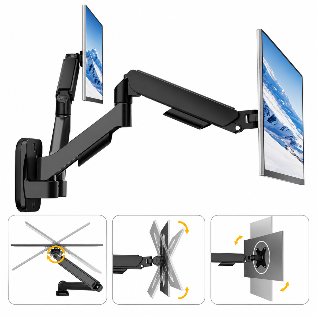 Monitor Wandhalterung 2 Monitore für 17-32" / 9 kg je Monitor, VESA 75/100