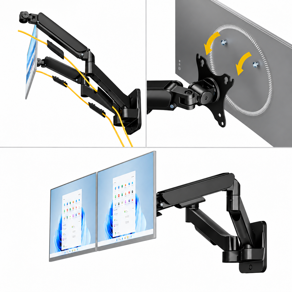 Monitor Wandhalterung 2 Monitore für 17-32" / 9 kg je Monitor, VESA 75/100