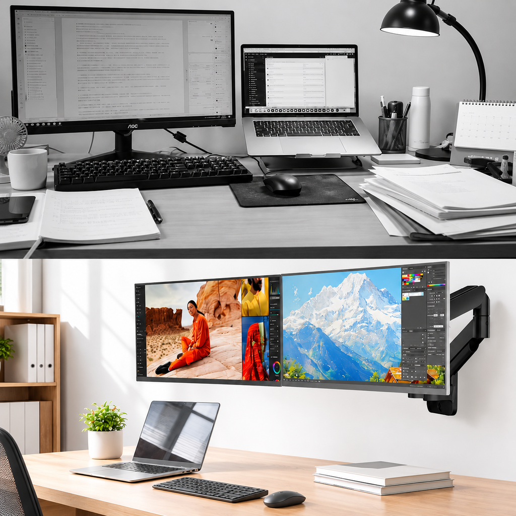 Monitor Wandhalterung 2 Monitore für 17-32" / 9 kg je Monitor, VESA 75/100