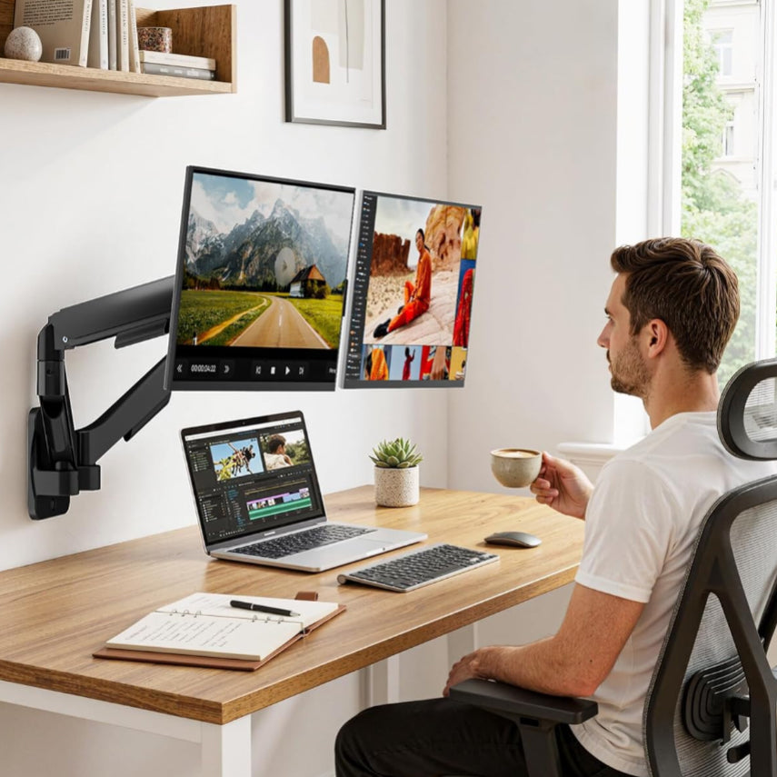 Monitor Wandhalterung 2 Monitore für 17-32" / 9 kg je Monitor, VESA 75/100