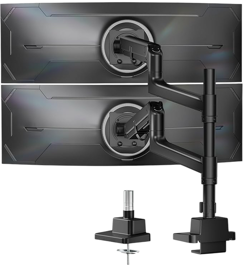 Monitor Halterung 2 Monitore mit Stange für 17–57" Monitore, bis 27 kg pro Arm, extreme Traglast, VESA 75/100