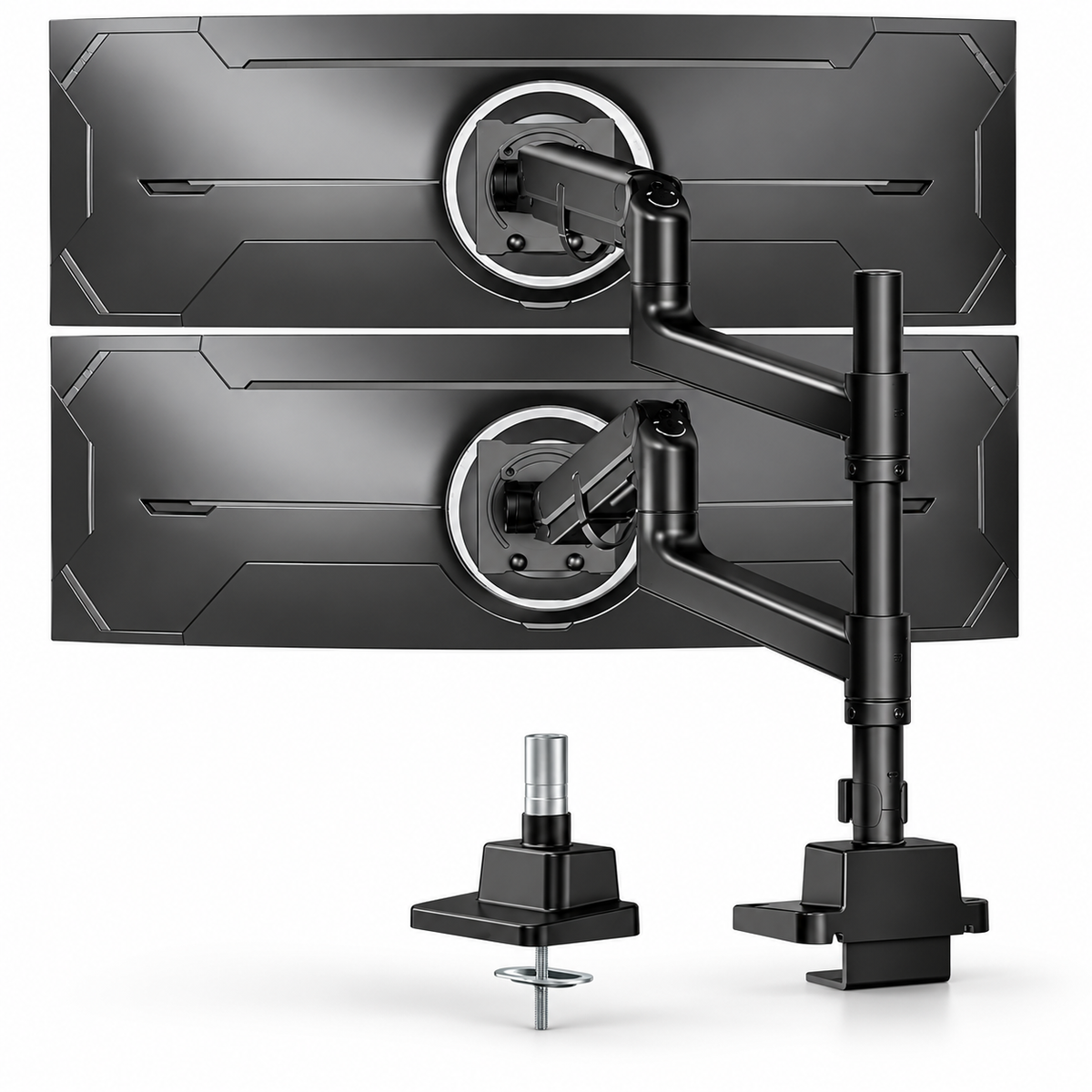 Monitor mount for 2 monitors with pole for 17–57" monitors, up to 27 kg per arm, extreme load capacity, VESA 75/100