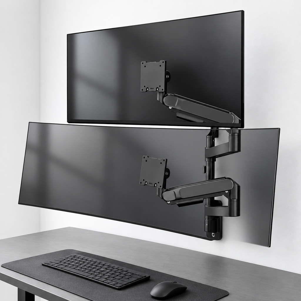 Dual monitor wall mount for 2 monitors 24-57" / 27kg per monitor, VESA 75/100/200
