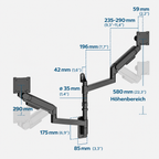 Dual monitor wall mount for 2 monitors 24-57" / 27kg per monitor, VESA 75/100/200