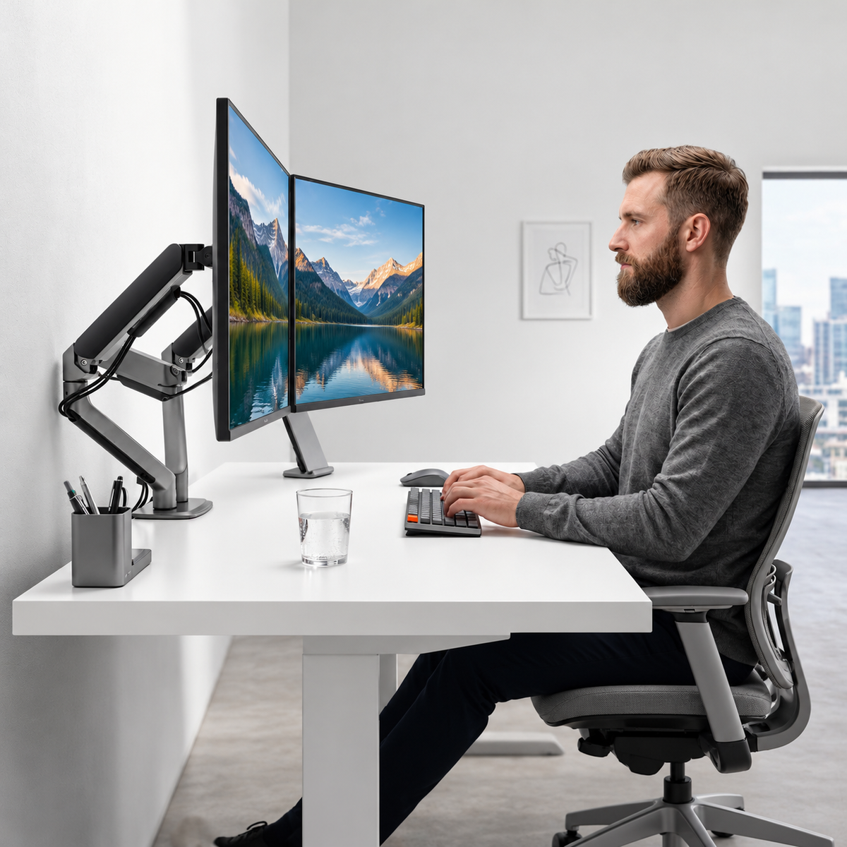 3IDEE® FlexiLite · Monitorhalterung für 2 Monitore