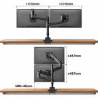 Monitor Halterung 2 Monitore mit Stange für 17–57" Monitore, bis 27 kg pro Arm, extreme Traglast, VESA 75/100
