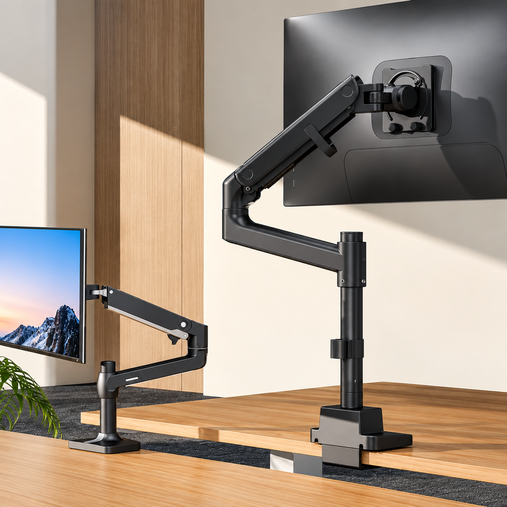 Monitor Halterung 1 Monitor mit Stange für 17–57" Monitore, bis 27 kg, extreme Traglast, VESA 75/100