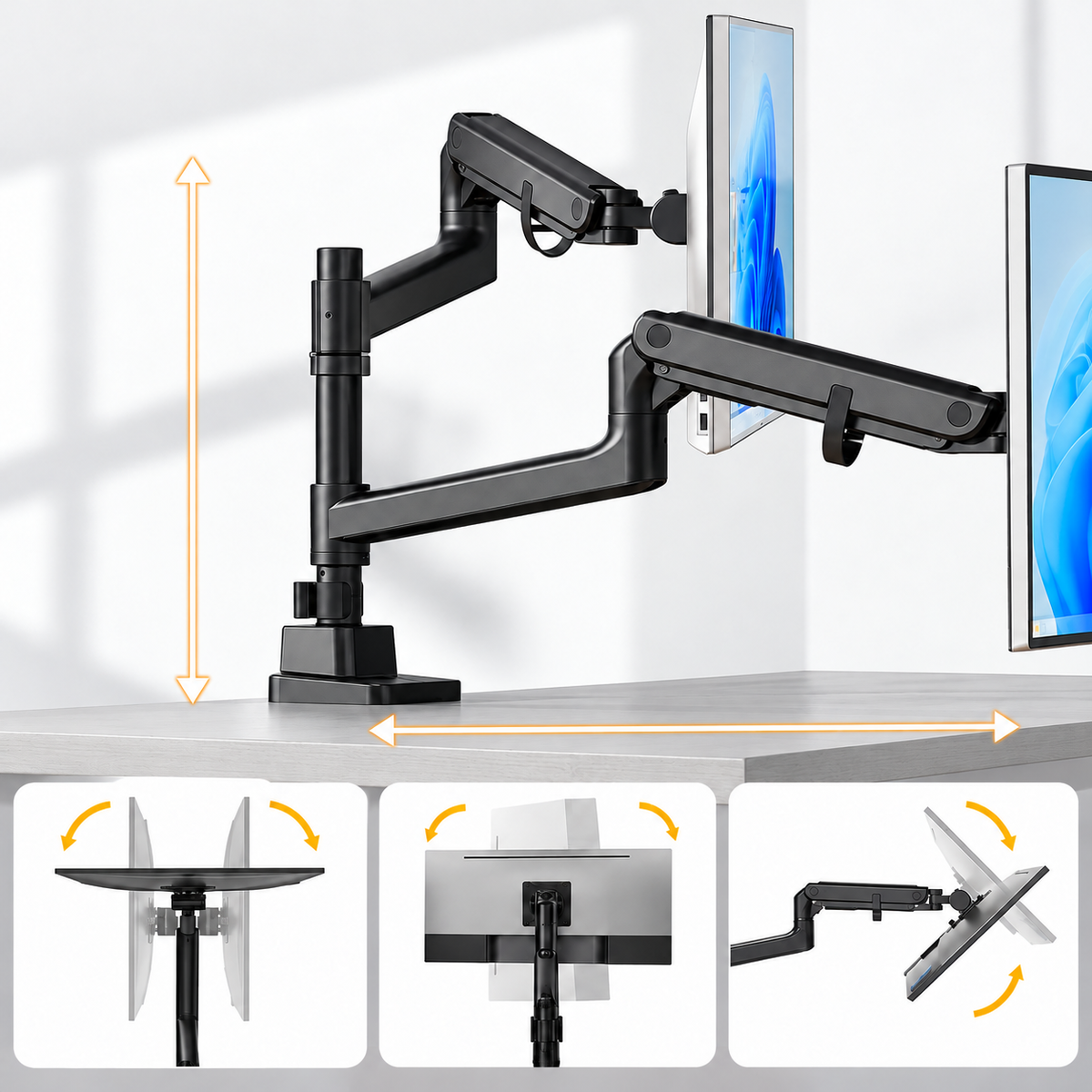Monitor Halterung 1 Monitor mit Stange für 17–57" Monitore, bis 27 kg, extreme Traglast, VESA 75/100