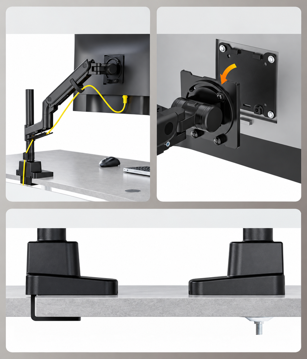Monitor Halterung 1 Monitor mit Stange für 17–57" Monitore, bis 27 kg, extreme Traglast, VESA 75/100