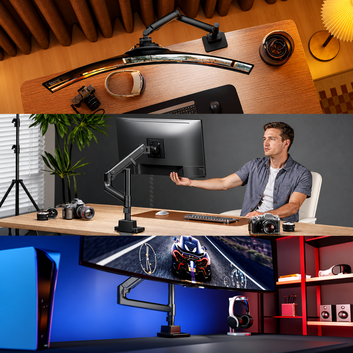 Monitor Halterung 1 Monitor mit Stange für 17–57" Monitore, bis 27 kg, extreme Traglast, VESA 75/100