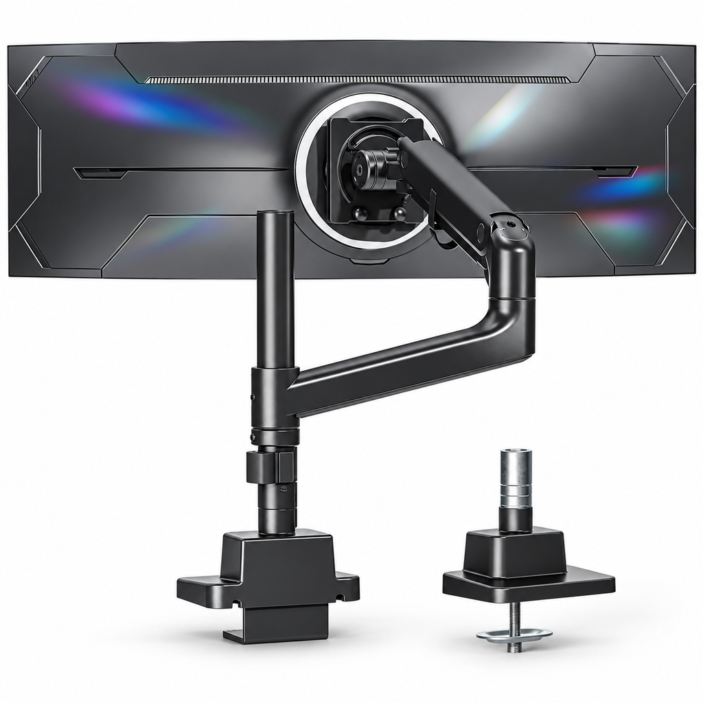 Single monitor mount with pole for 17–57" monitors, up to 27 kg, extreme load capacity, VESA 75/100