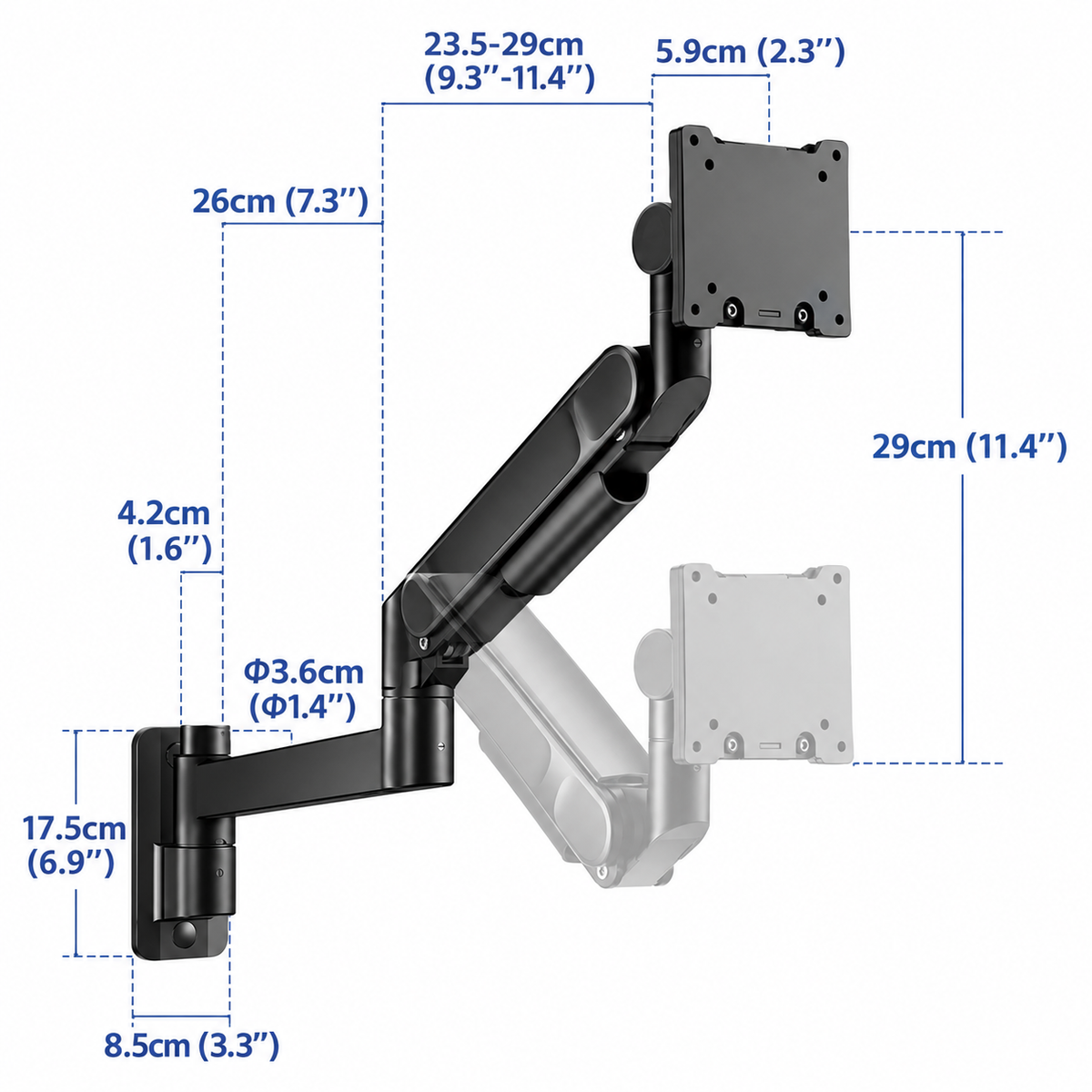 Monitor Wall Mount for 1 Monitor 24-57" / 27kg, VESA 75/100/200