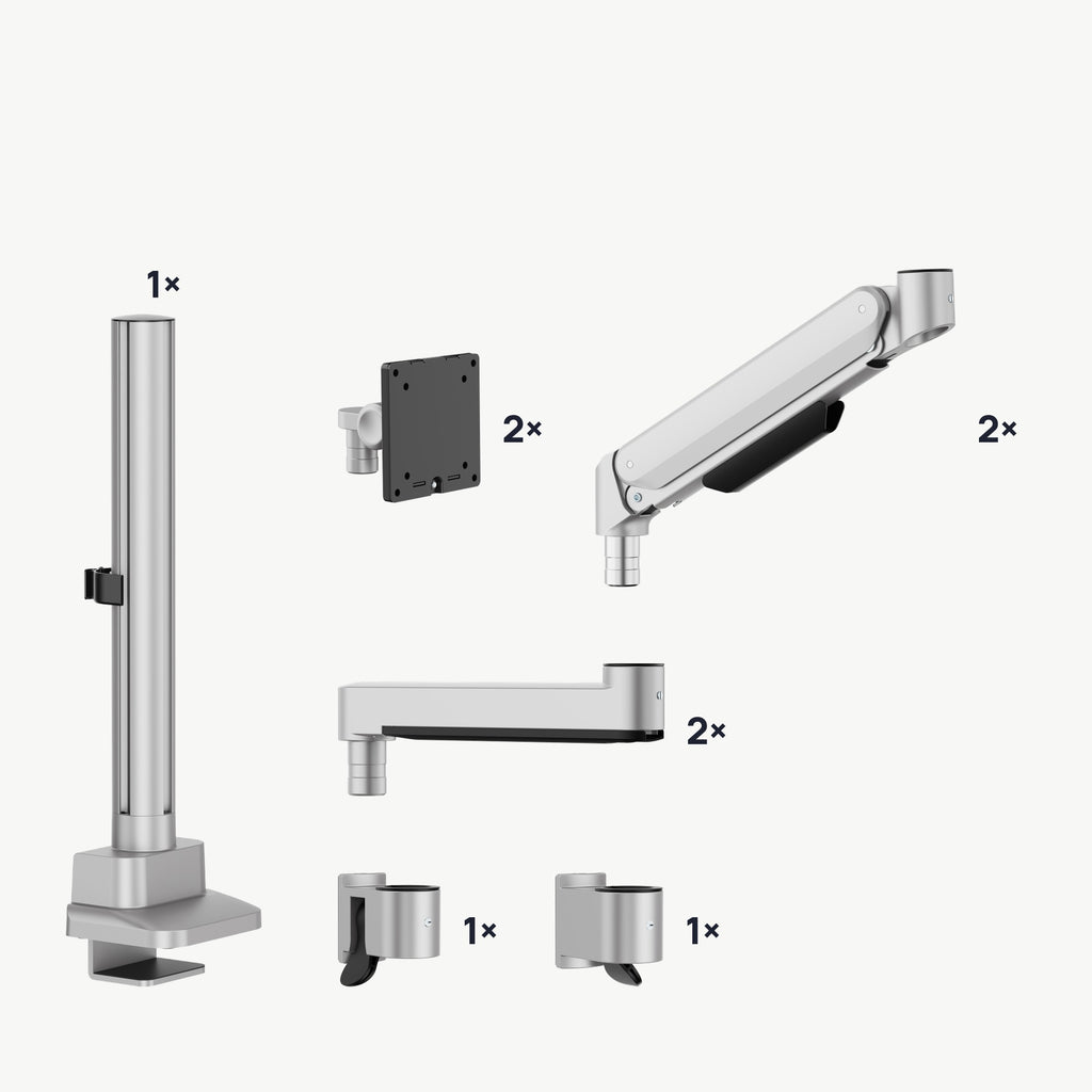 3IDEE® ONE Monitor Mount · 2 Monitors · Spring-Assisted · with Pole