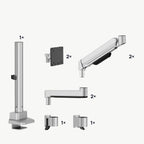 3IDEE® ONE Monitor Mount · 2 Monitors · Spring-Assisted · with Pole