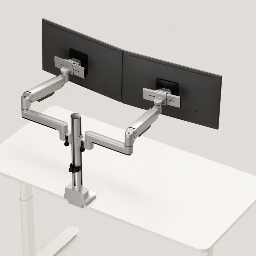 3IDEE® ONE Monitor Mount · 2 Monitors · spring-assisted, adjustable · with pole
