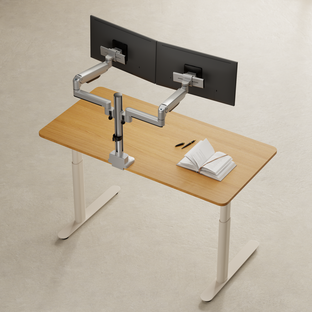 3IDEE® ONE Monitor Mount · 2 Monitors · spring-assisted, adjustable · with pole
