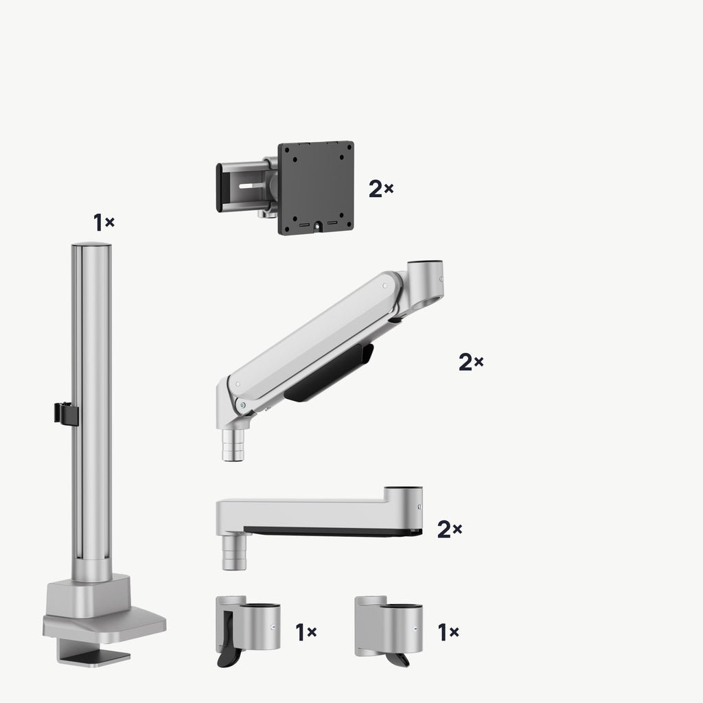 3IDEE® ONE Monitor Mount · 2 Monitors · spring-assisted, adjustable · with pole