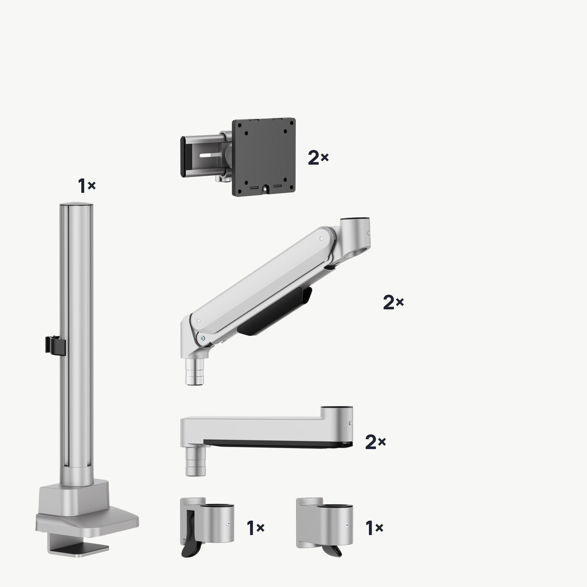 3IDEE® ONE Monitor Mount · 2 Monitors · spring-assisted, adjustable · with pole