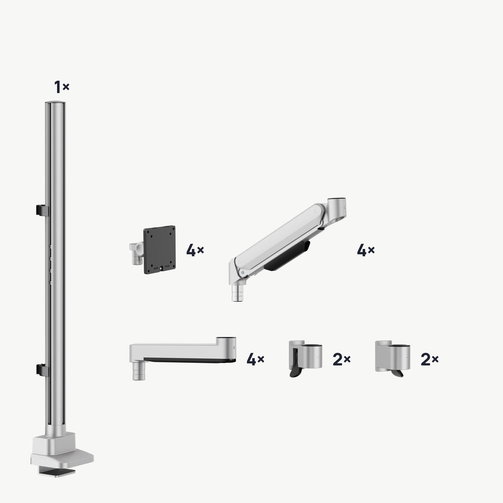 3IDEE® ONE Monitor Mount · 4 monitors · two over two · extended pole