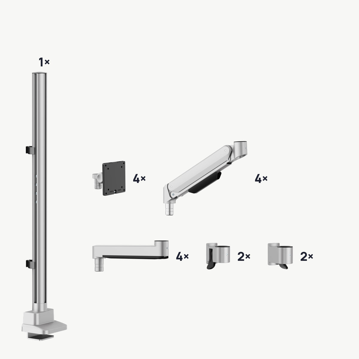 3IDEE® ONE Monitor Mount · 4 monitors · two over two · extended pole