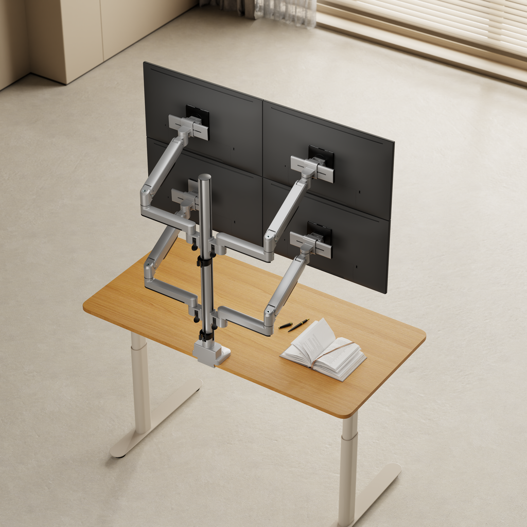 3IDEE® ONE Monitor Mount · 4 monitors · two over two, adjustable · extended pole