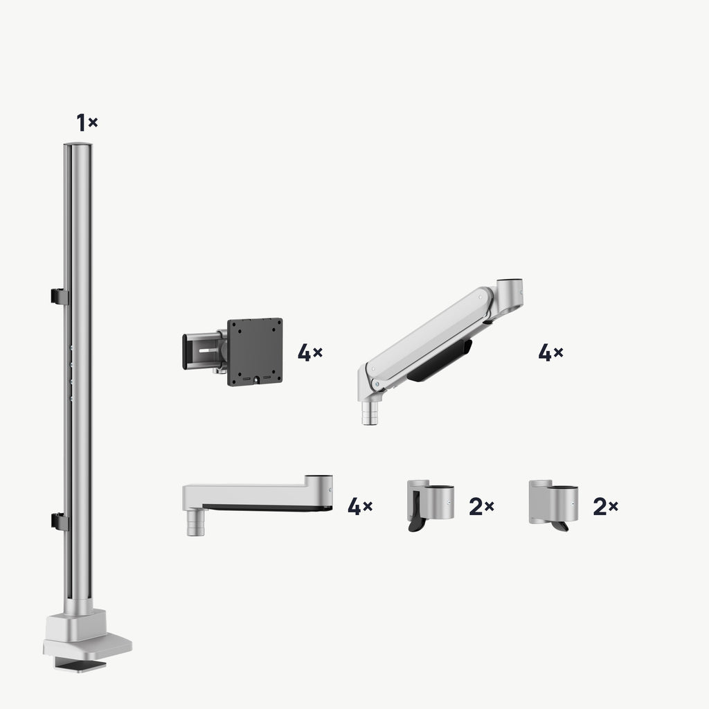 3IDEE® ONE Monitor Mount · 4 monitors · two over two, adjustable · extended pole