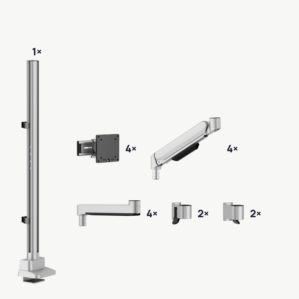 3IDEE® ONE Monitor Mount · 4 monitors · two over two, adjustable · extended pole