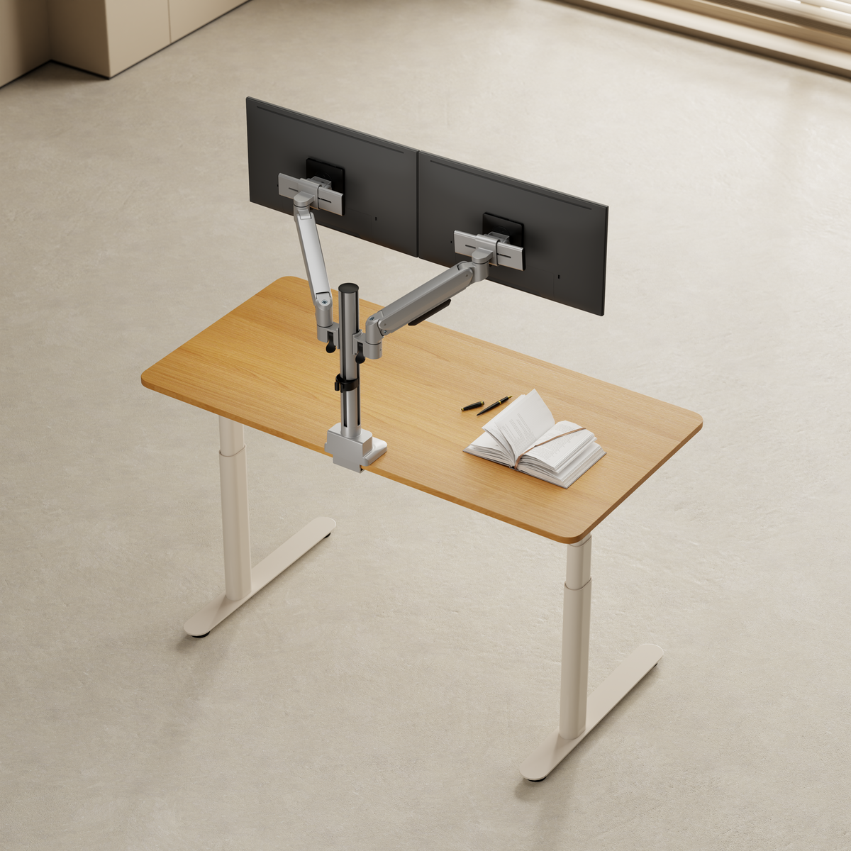 3IDEE® ONE Monitor Mount · 2 Monitors · space-saving, adjustable · with pole