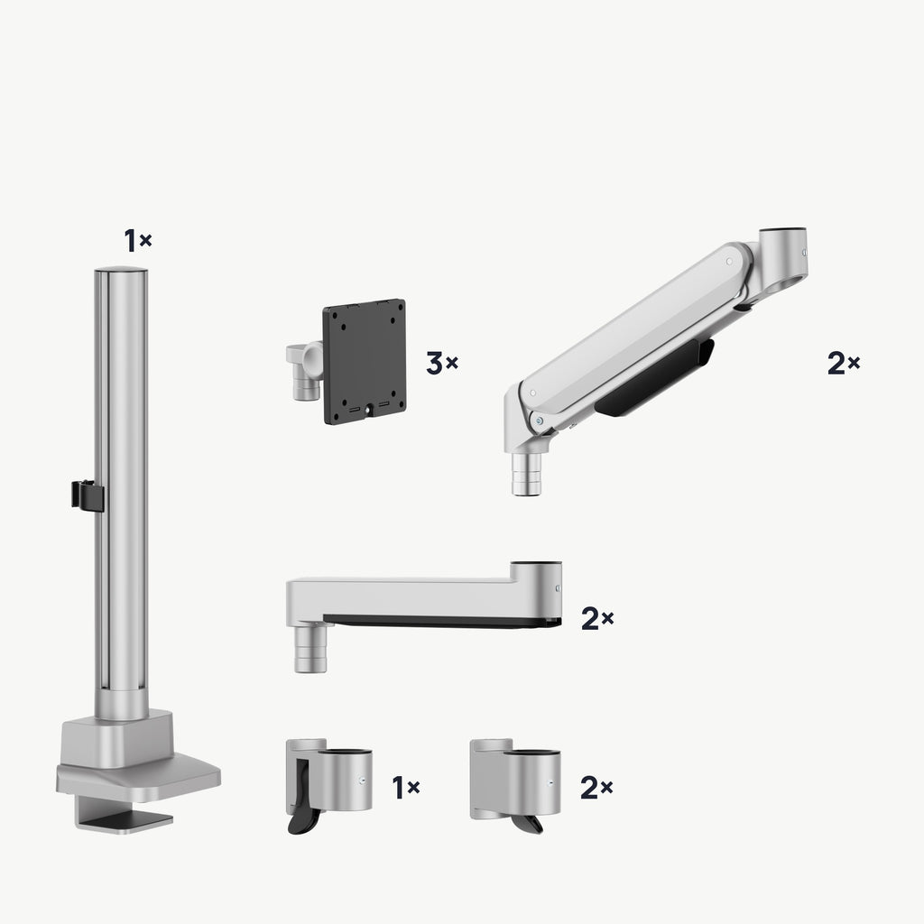 3IDEE® ONE Monitor Mount · 3 Monitors · Spring-Assisted · with Pole