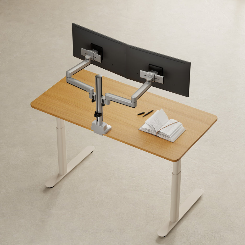 3IDEE® ONE Monitor Mount · 2 Monitors · long arm, sliding · with pole