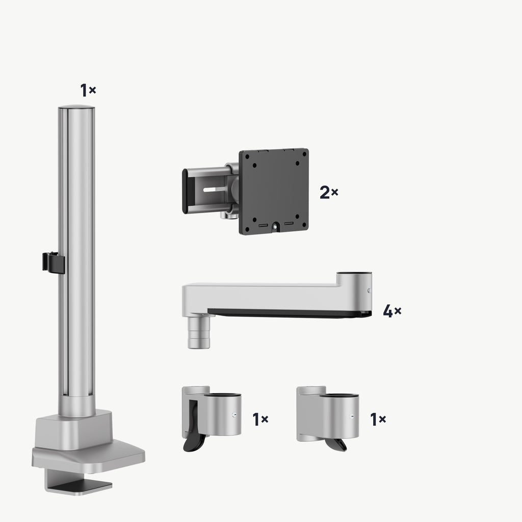 3IDEE® ONE Monitor Mount · 2 Monitors · long arm, sliding · with pole