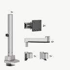 3IDEE® ONE Monitor Mount · 2 Monitors · long arm, sliding · with pole