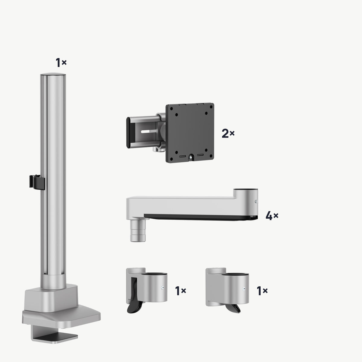 3IDEE® ONE Monitor Mount · 2 Monitors · long arm, sliding · with pole