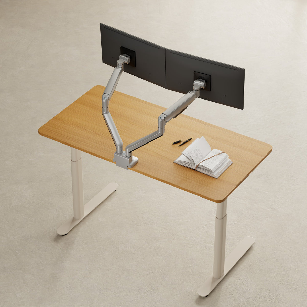 3IDEE® ONE Monitor Mount · 2 Monitors · Spring-Assisted · Desk Base