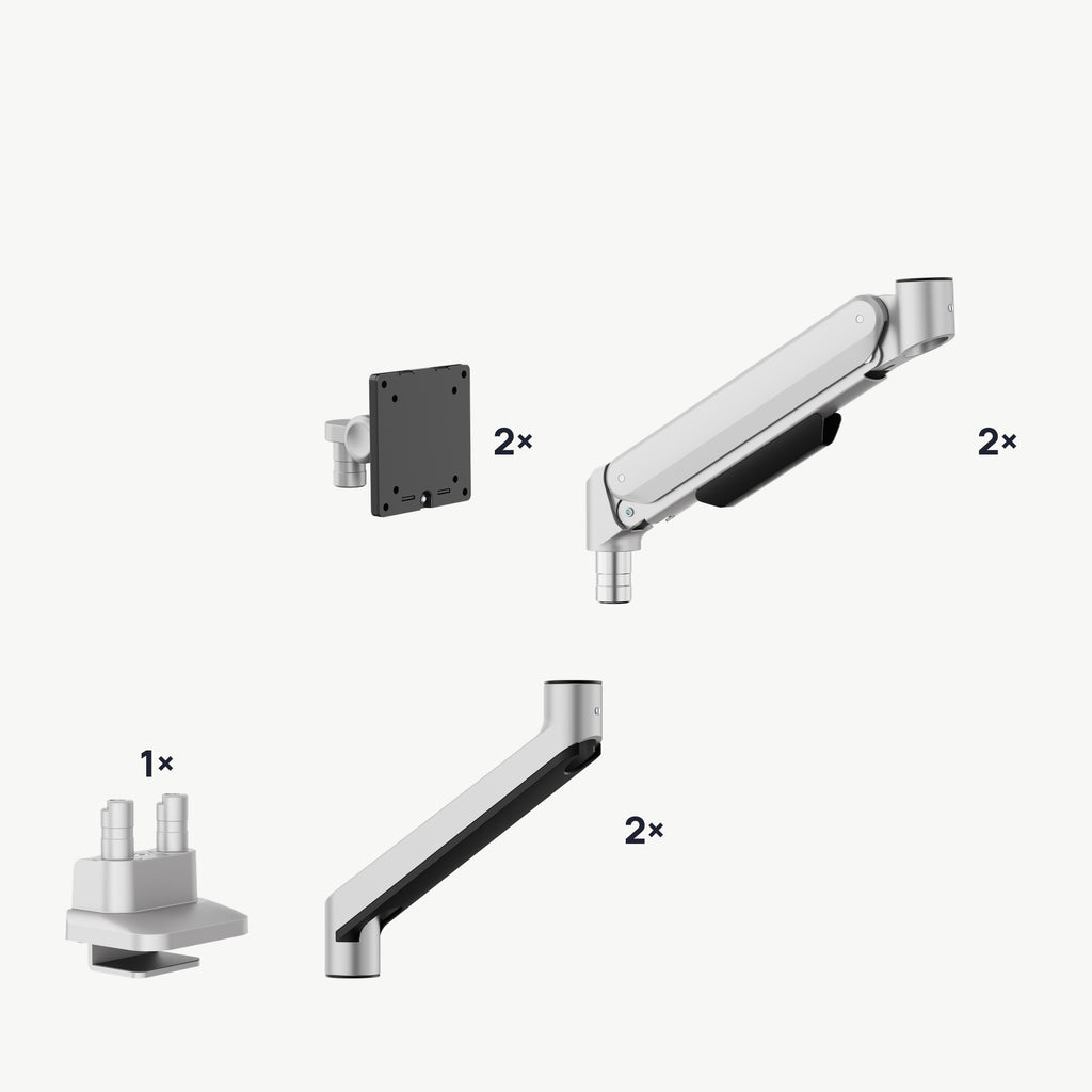 3IDEE® ONE Monitor Mount · 2 Monitors · Spring-Assisted · Desk Base