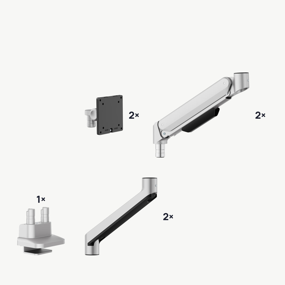 3IDEE® ONE Monitor Mount · 2 Monitors · Spring-Assisted · Desk Base