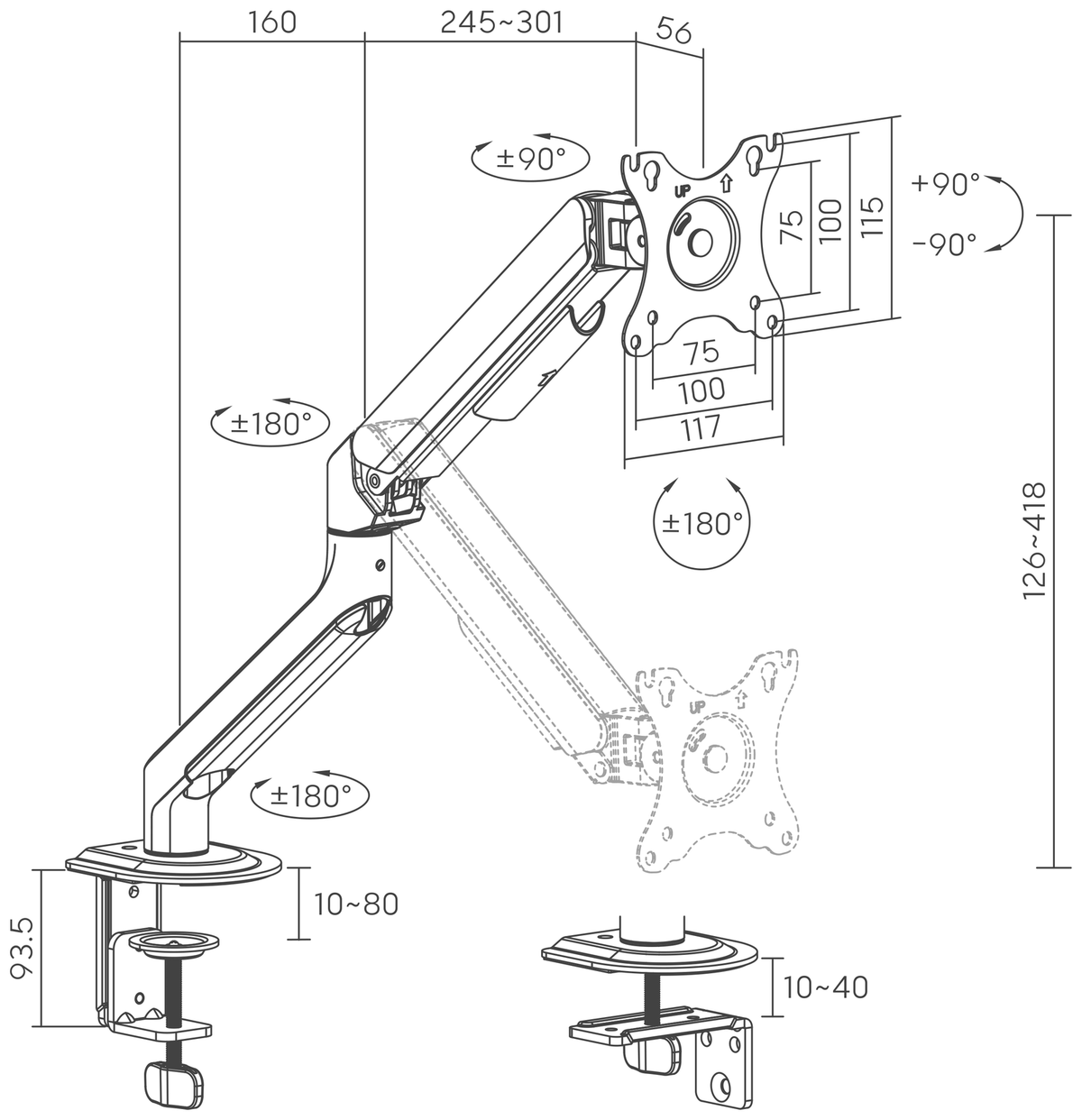 3IDEE® FlexiLite · Monitorhalterung für 1 Monitor
