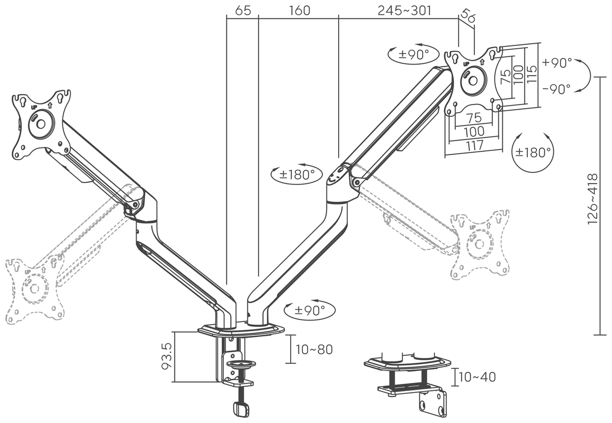 3IDEE® FlexiLite · Monitor Mount for 2 Monitors