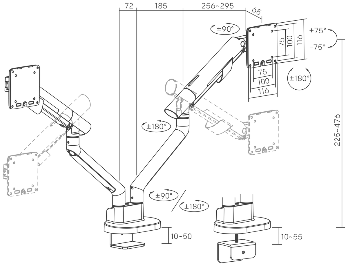 3IDEE® FlexiPro · Monitorhalterung für 2 Monitore