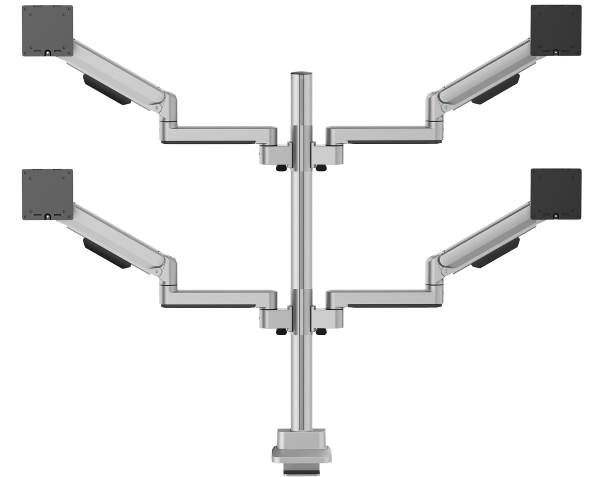 3IDEE® ONE Monitorhalterung · 4 Monitore · zwei über zwei · Stange verlängert