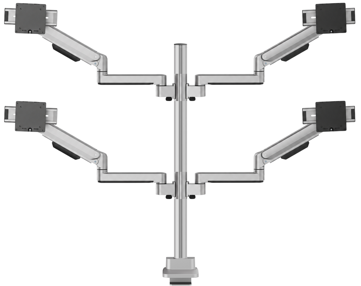 3IDEE® ONE Monitorhalterung · 4 Monitore · zwei über zwei, verschiebbar · Stange verlängert